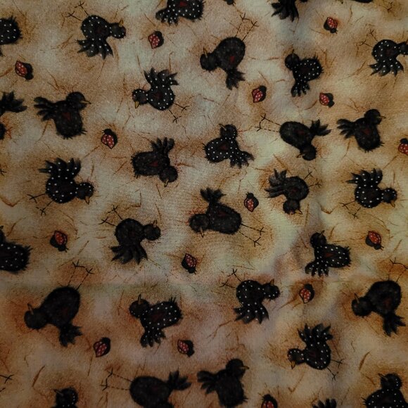 Small Chickens on Tan Background Fabric Remnant 1 Yard + by 43" - Picture 2 of 4